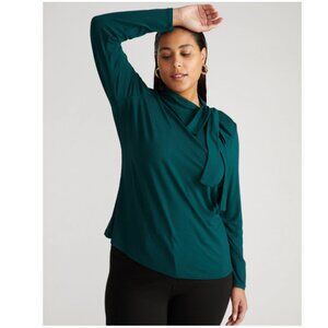 Universal Standard Clara Bow Liquid Jersey Top S - Forest Green NWT